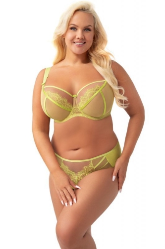 Biustonosz miękki z koronką Gorsenia Paradise 496/2 limonkowy – ujęcie 4