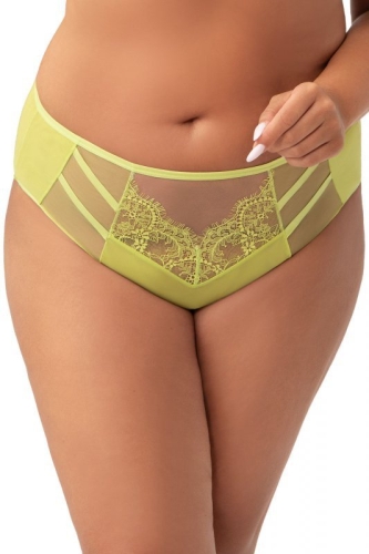 Figi z koronką i tiulem Gorsenia Paradise 497/2 limonkowe