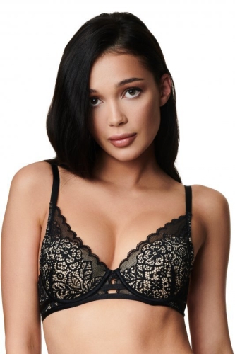 Biustonosz push-up koronkowy Esotiq-Henderson Hint 37369 czarny