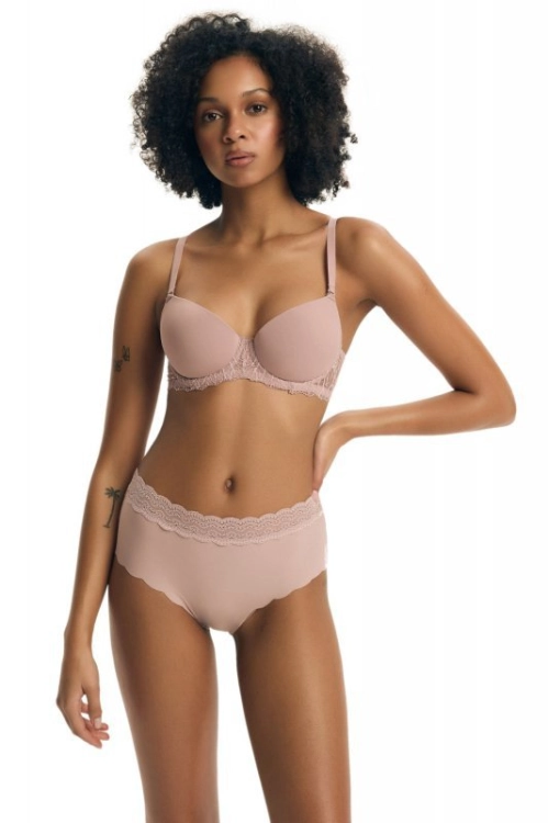 Biustonosz push-up koronkowy Esotiq-Henderson Collette 43907 różowy - prezentacja modelu, ujęcie 7