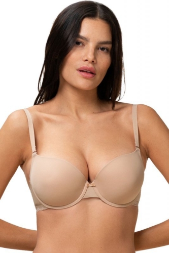 Biustonosz push-up gładki bezszwowy Triumph Lovely Micro WHUM czarny