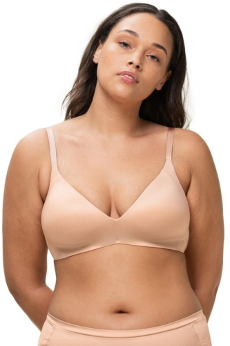 Biustonosz bez fiszbin usztywniany Triumph Body Make-Up PEX beżowy