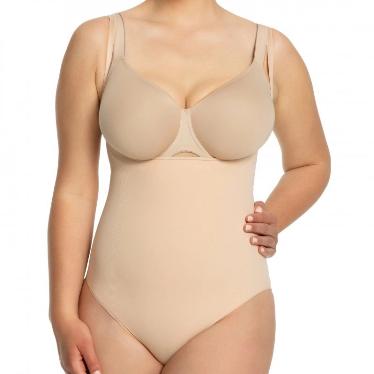 Bezszwowe body mocno modelujące pod biust Julimex Seamless 419 beżowe – ujęcie 2