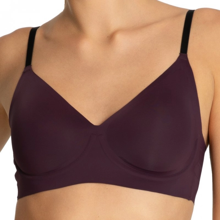 Miękki biustonosz z fiszbinami Julimex T-shirt Bra śliwkowy – ujęcie 2