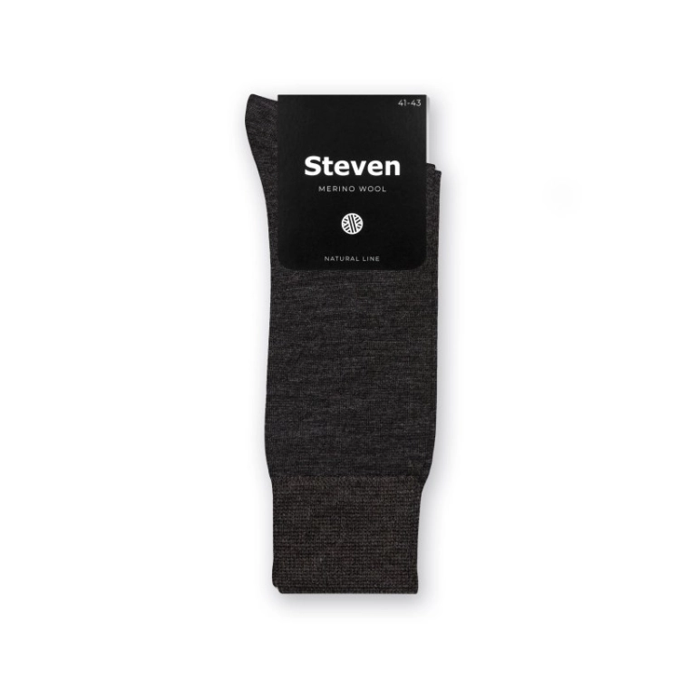 Steven Skarpety garniturowe merino wool 130 melanż szary – ujęcie 3