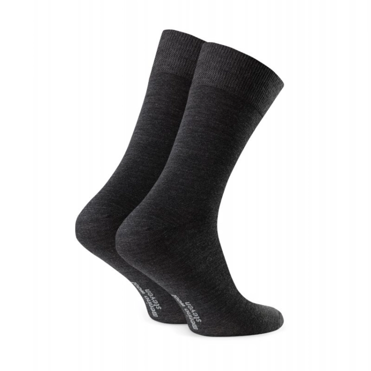 Steven Skarpety garniturowe merino wool 130 melanż szary – ujęcie 4