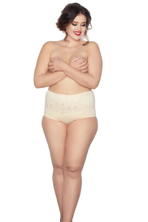 Figi modelujące z koronką plus size Mitex Ala beżowe - ujęcie produktu w galerii numer 9