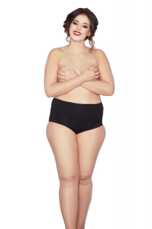 Figi lekko modelujące z koronką plus size Mitex Ela czarne – ujęcie 5
