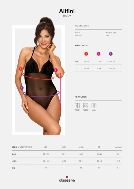 Body z motywem skrzydeł Obsessive Alifini czarne – ujęcie 5