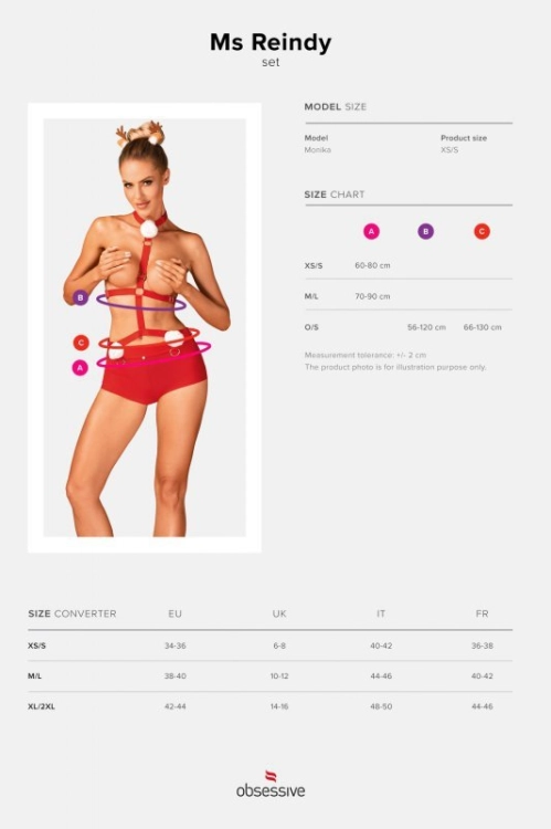 Trzyczęściowy komplet świąteczny Obsessive Ms Reindy czerwony – ujęcie 3