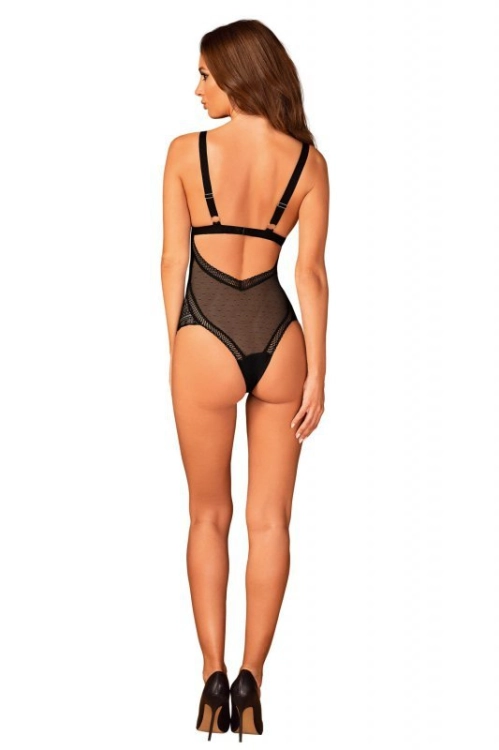 Koronkowe body Obsessive Estiqua czarne – ujęcie 4