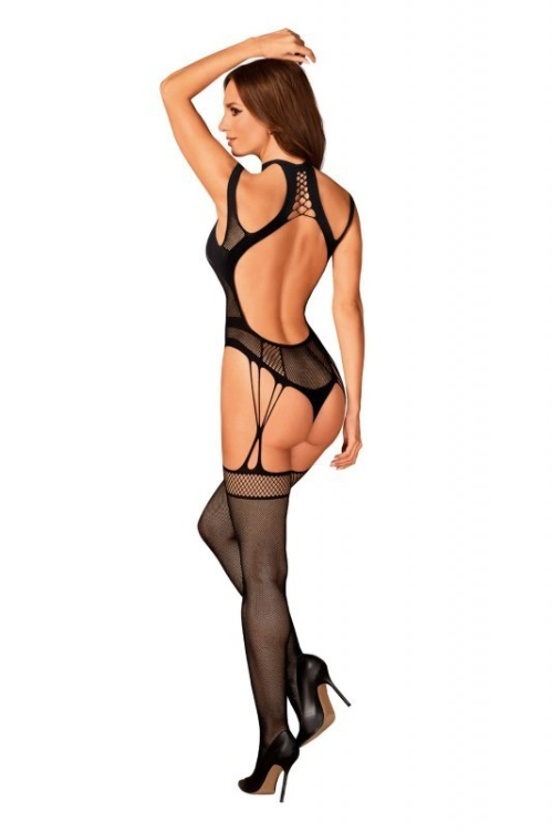 Bodystocking z otwartym krokiem Obsessive G327 czarny – ujęcie 6