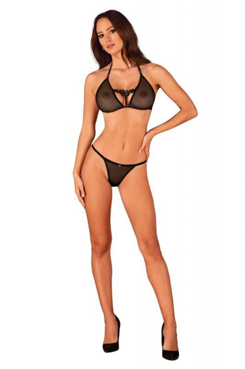 Dwuczęściowy komplet bielizny Obsessive Celia Noir czarny – ujęcie 6