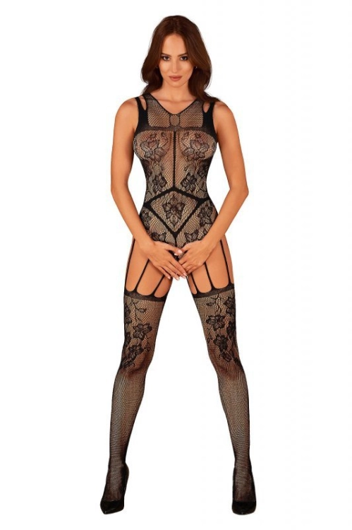 Bodystocking z otwartym krokiem Obsessive F239 czarny