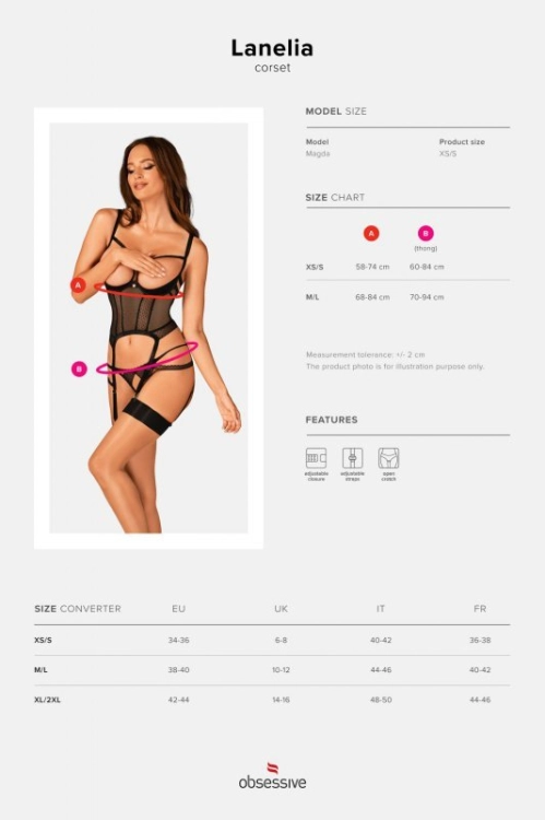 Gorset z otwartymi stringami Obsessive Lanelia czarny – ujęc