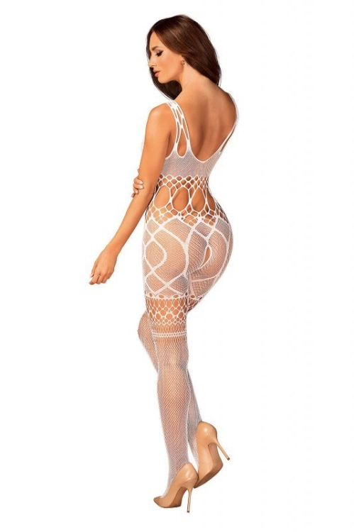 Bodystocking z otwartym krokiem Obsessive G330 biały – ujęcie 4
