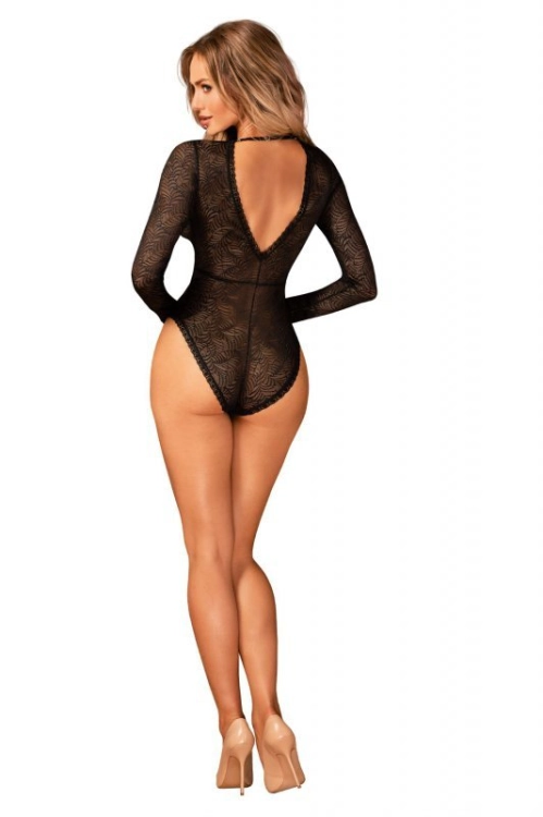 Koronkowe body Obsessive Merlys czarne – ujęcie 6