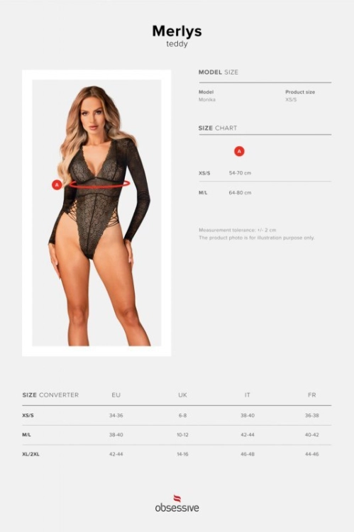 Koronkowe body Obsessive Merlys czarne – ujęcie 7