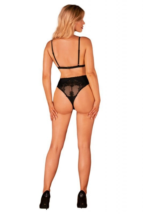 Koronkowe body Obsessive Maderris czarne – ujęcie 4