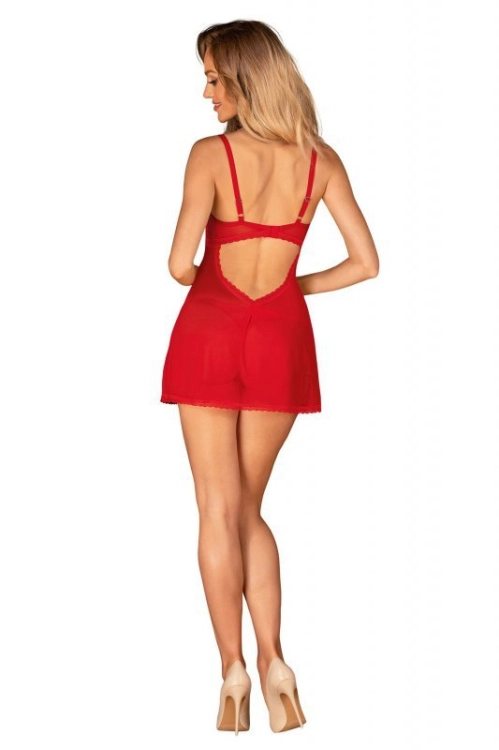 Babydoll i stringi Obsessive Chilisa czerwone – ujęcie 7