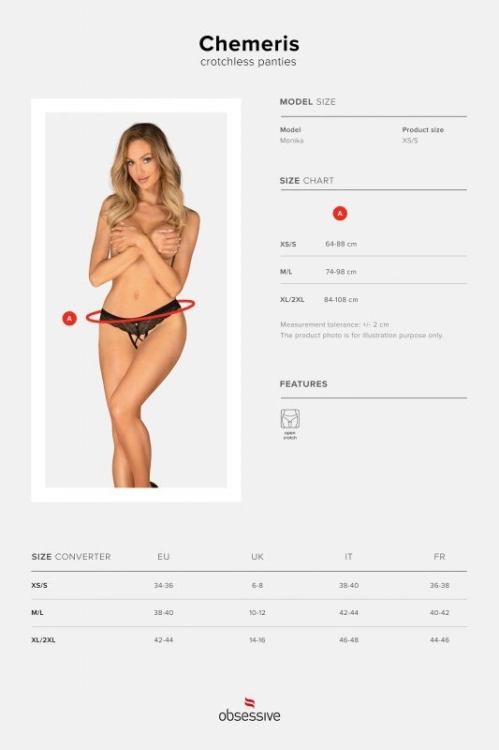 Figi stringi otwarte Obsessive Chemeris czarne – ujęcie 7