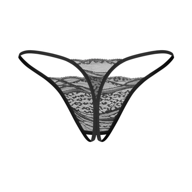 Stringi z otwartym krokiem Obsessive Bianca czarne 2-pak – ujęcie 4