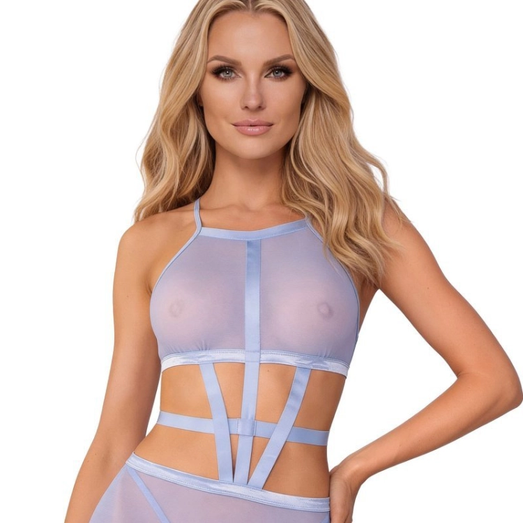 Sukienka i stringi Obsessive Shaderi niebieskie – ujęcie 2