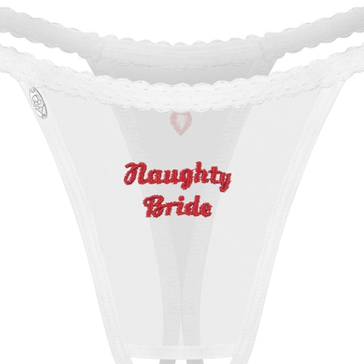 Stringi z otwartym krokiem Obsessive Weddya Bride białe – ujęcie 5