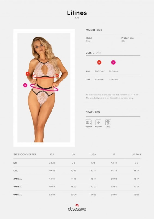 Komplet 2-częściowy Obsessive Lilines różowy - dodatkowy widok produktu, ujęcie 8