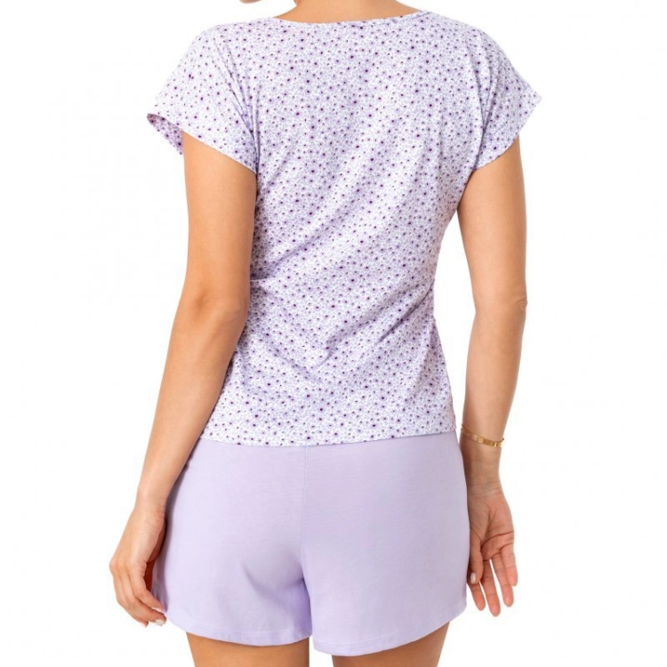 Bawełniana piżama damska z krótkimi spodenkami Donna Fiorella Short fioletowa – ujęcie 3