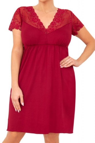 Wiskozowa koszula nocna plus size Donna Livia burgund – ujęcie 2