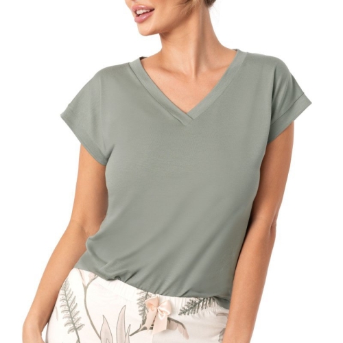 Wiskozowa piżama damska z krótkimi spodenkami Donna Michelle Short khaki – ujęcie 2