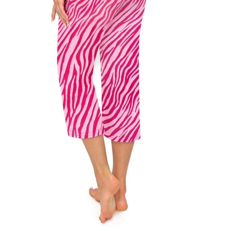 Bawełniana piżama damska 3/4 w zwierzęcy wzór Donna Zebra różowa – ujęcie 4