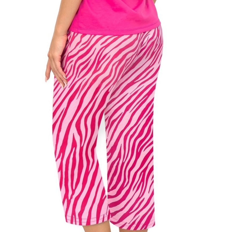 Bawełniana piżama damska 3/4 w zwierzęcy wzór Donna Zebra różowa – ujęcie 5