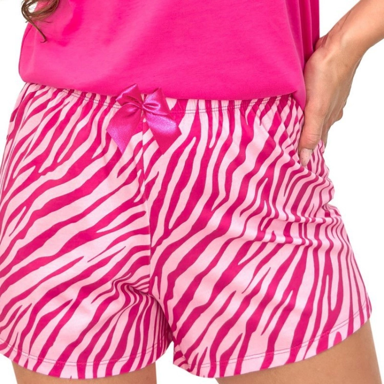 Bawełniana piżama damska w zwierzęcy wzór Donna Zebra Short fuksja – ujęcie 3