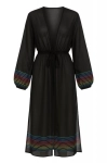 Szlafrok plażowy maxi z długimi rękawami Self Pareo 14 D81SZ 47A czarny