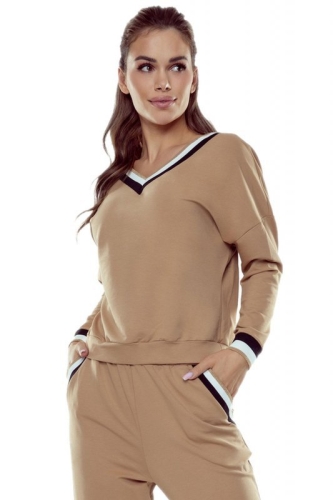Dres damski homewear z długimi spodniami Eldar Fanny beżowy – ujęcie 2