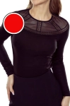 Bluzka damska plus size z tiulem i koronką Eldar Prunella czerwona
