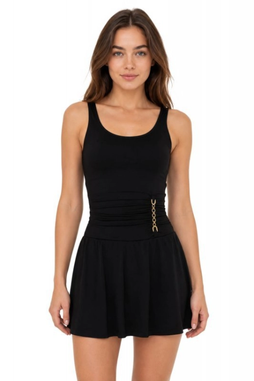 Jednoczęściowy strój kąpielowy ze spódniczką Self Palm Beach 6 1170PC6 19 czarny