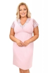 Wiskozowa koszula nocna plus size z koronką Donna Sonia pudrowy róż