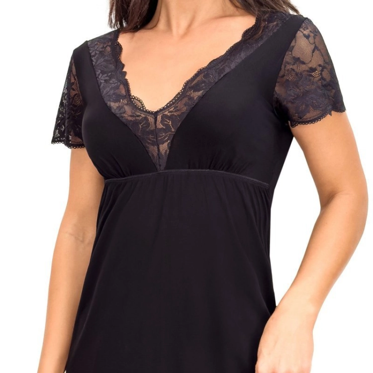 Wiskozowa koszula nocna plus size z koronką Donna Sonia czarna - dodatkowy widok produktu, ujęcie 8