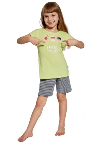Piżama dziewczęca bawełniana Cornette Cool2 787/91 seledynowa