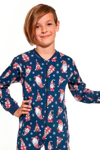 Piżama chłopięca kombinezon świąteczny Cornette Gnomes2 185/138 Kids granatowa – ujęcie 2