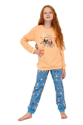 Piżama dziewczęca z bawełny szmerglowanej Cornette Young Owls2 978/176