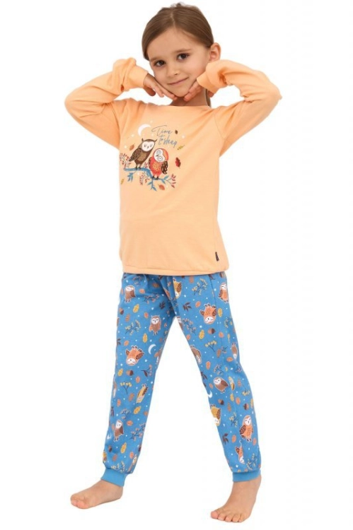 Piżama dziewczęca z bawełny szmerglowanej Cornette Young Owls2 978/176 - prezentacja modelu, ujęcie 7