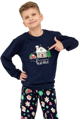Piżama chłopięca świąteczna Cornette Home 966/157 granatowa – ujęcie 2