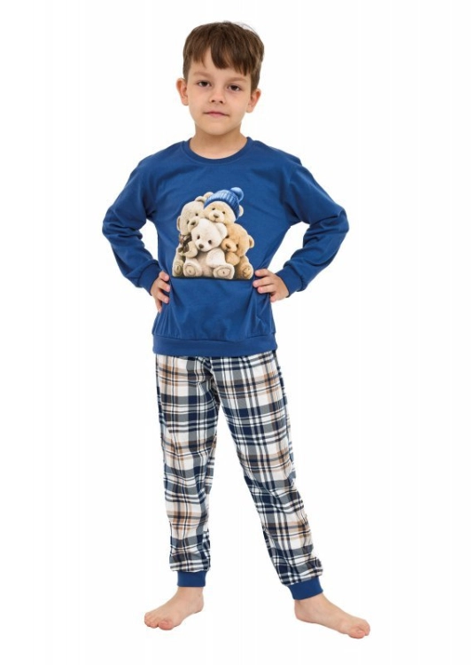 Piżama chłopięca ze ściągaczami Cornette Bears 593/174 jeansowa
