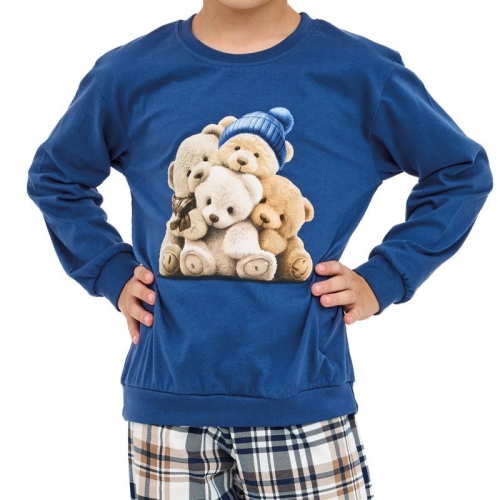 Piżama chłopięca ze ściągaczami Cornette Bears 593/174 jeansowa – ujęcie 2