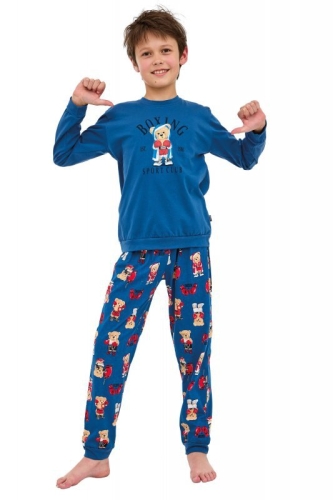 Piżama chłopięca ze ściągaczami Cornette Boxer 966/178 jeansowa