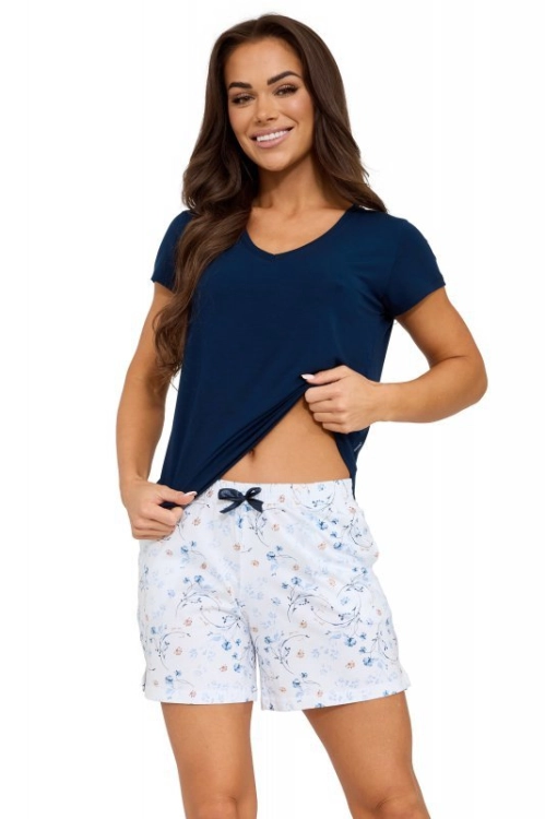 Piżama damska z krótkimi spodenkami Cornette Katherine 878/349 granatowa - widok modelu w galerii, ujęcie 11